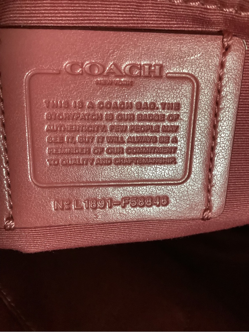 Coach Rose mauve Crossgrain Leather Tote with Gold Hardware - Picture 5 of 16